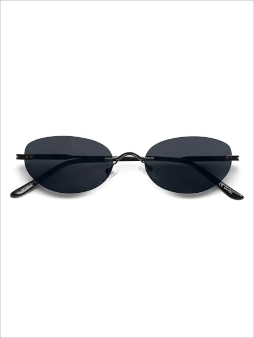 Retro Oval Rimless Sunglasses Trendy Narrow Shades Minimalist